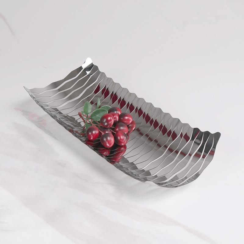 Simple Modern Light Luxury Metal Stainless Steel Fruit Plate Soft Decoration Sample Room Tray Storage Tray Ornaments
