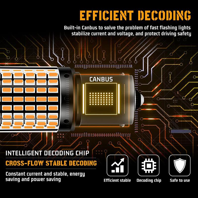 2 PCS P21W 1156 BA15S 1157 BAY15D 7443 LED Bulbs Canbus 12V 7000K Super Bright White Car Tail Back Parking Brake Parking Lamps