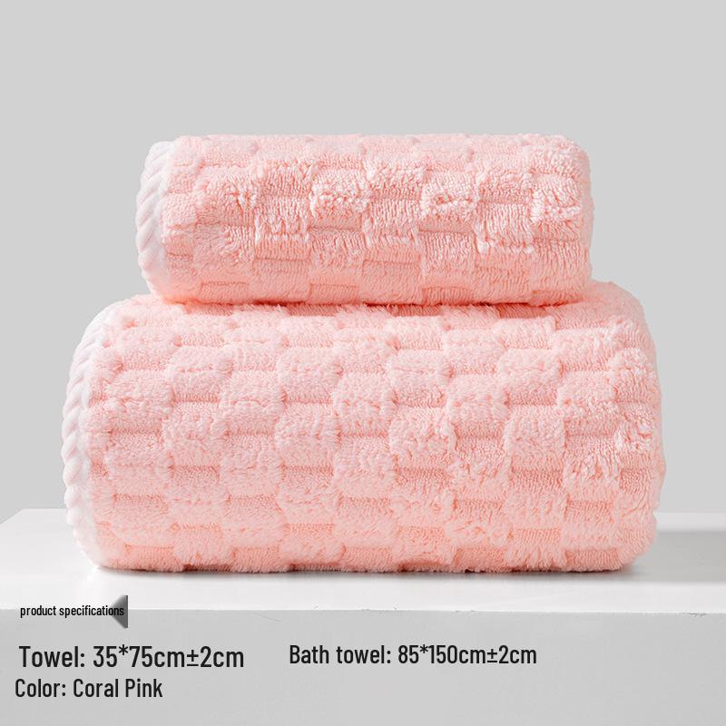 Xiangfengyun Dorge Large Coral Fleece Bath Towel Set - Extra Thick, Soft, and Absorbent (85x150 cm)