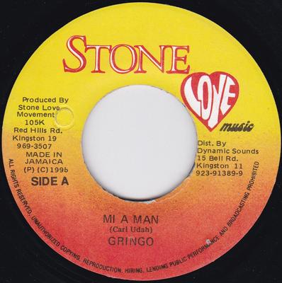 7inch Record GRINGO  Mi A Man NONE Stone Love Musi 1996 Jamaica Reggae Ska  Dub Used