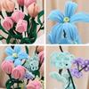 Tulip Rose Macaron Color Fuzzy Wire Material Package Encrypted Fur Strip Root Top Knitting Super Density DIY Flower Bouquet