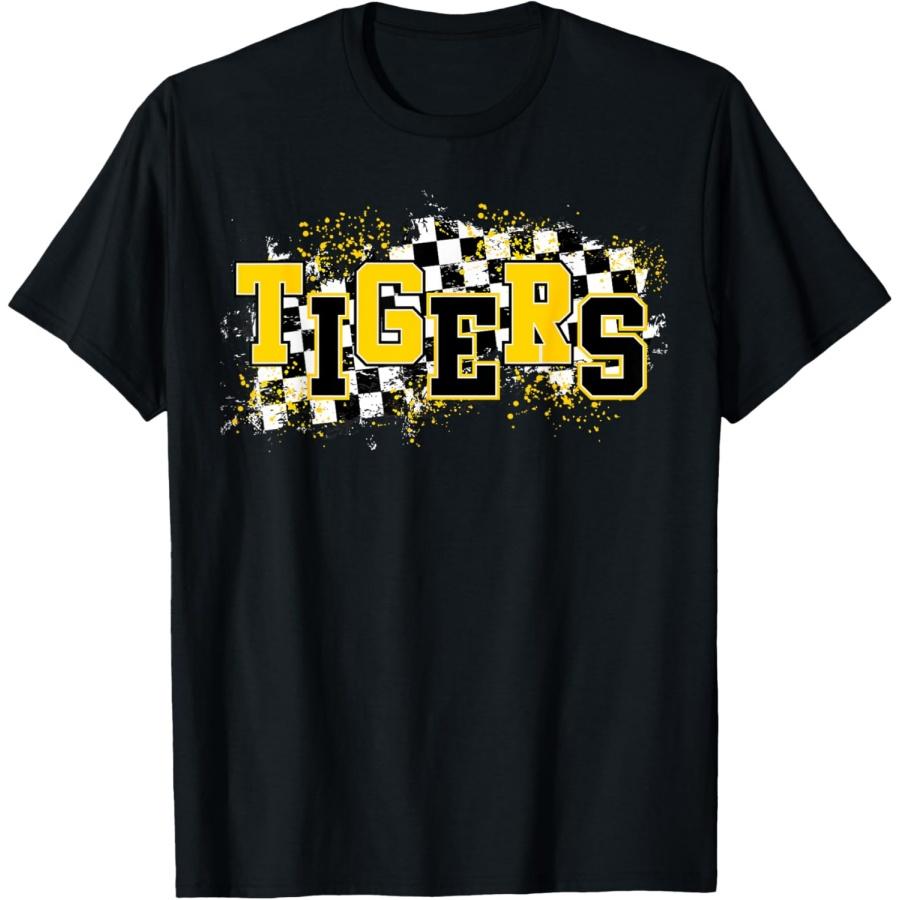 

Tigers School Spirit Tiger Pride Yellow Black Tigers Checker T-Shirt XXXXXL чорний