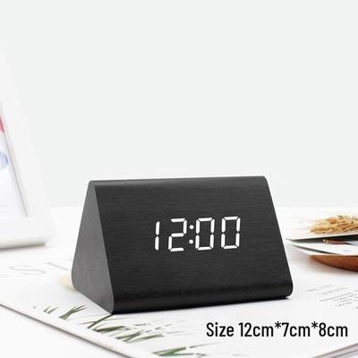 HANDUNYOU Wooden Triangle Digital Alarm Clock
