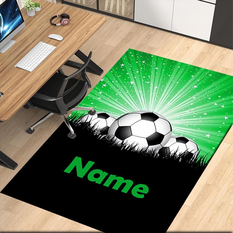 Custom Name Soccer Printed Carpet, for Office Chair Living Room Bedroom Kitchen Room Decor Gifts.