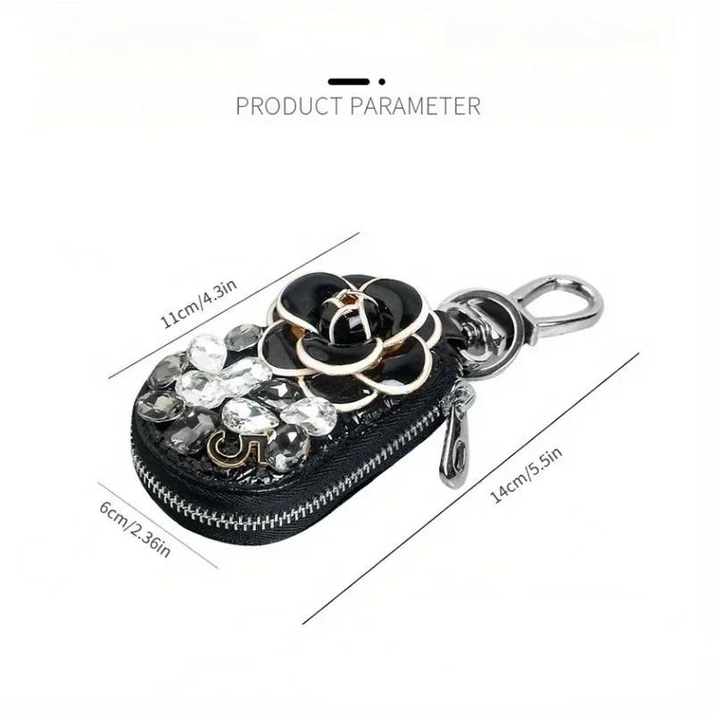 Custodia Chiave Auto Camelia Intarsiata Diamante Artificiale Custodia Chiave Auto Strass Copertura Universale Protezione Chiave