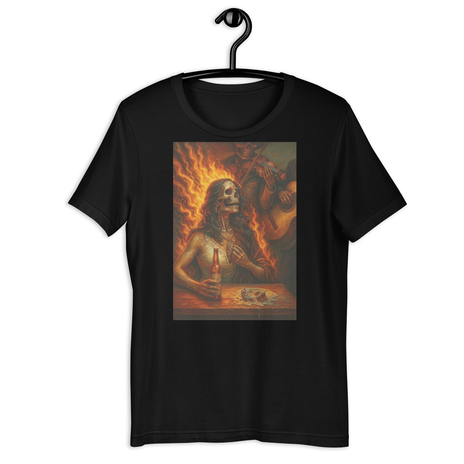 Mariachi Skeleton Woman T-Shirt Gothic Mexican Skull Art Graphic Tee S