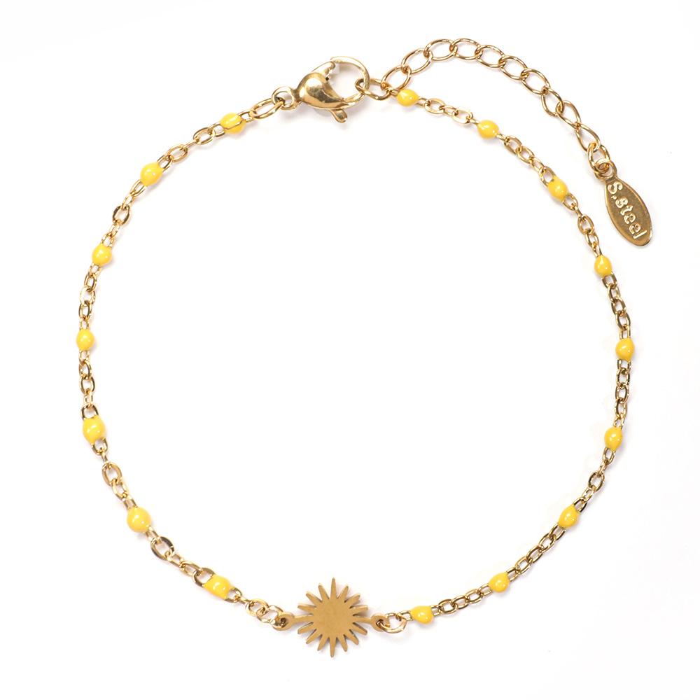 1pc Fashion Stainless Steel Bracelet Sun Enamel Drop oil Bracelet for Woman Summer Beach Party Jewelry