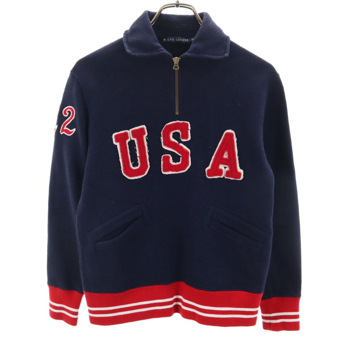 

RALPH LAUREN Long sleeve Half zip sweat M Navy Women Used