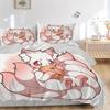 3pcs Winning Cute Nine Tailed Fox Cartoon Design Quilt Cover Set - Soft and Cozy Bedroom, Guest Room and Dorm Decorative Bedding 3-Piece Set 1 Qu