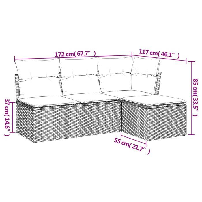 VidaXL Garden Lounge Set with Cushions 4 Pcs, Patio Sofas, Furniture Set, Outdoor Terrace Furniture, Brown 3217503