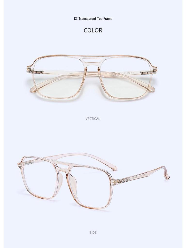 Stylish Anti-Blue Light Glasses: Women's Simple Korean TR90 Double Bridge with Myopia Prescription