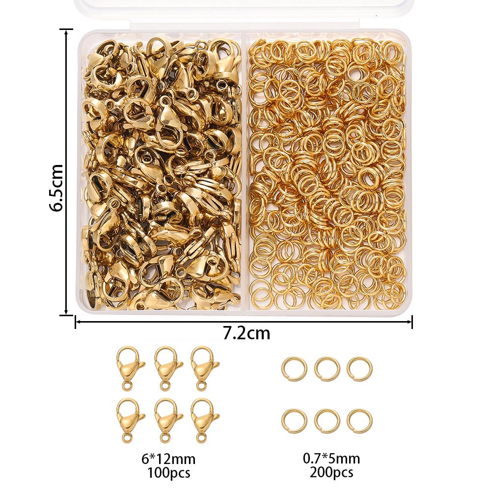 1Box/Lot 2-Grid Stainless Steel Lobster Clasps Open Jump Ring Sets For Diy Bracelet Necklace  Jewelry Making Accessories