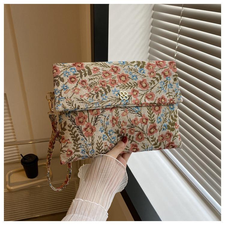 

Fashion Envelope Bag 2023 Summer New Ethnic Style Floral Clutch Trendy Casual Chic Handbag Red Flower