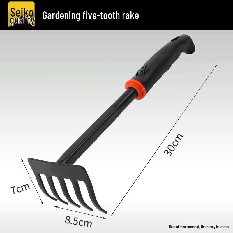 Three-Piece Gardening Tool Set: Small Shovel, Rake, and Hoe for Planting, Weeding, and Clamming