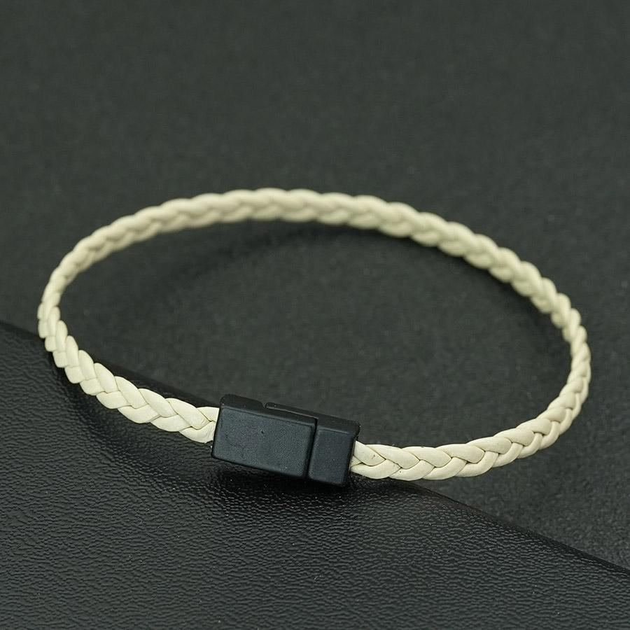 Minimalistisches geflochtenes Lederarmband für Herren Schwarz Magnetverschluss Klasse A Schnur Wickel Armschmuck Outdoor Lässig Cool Homme Joias