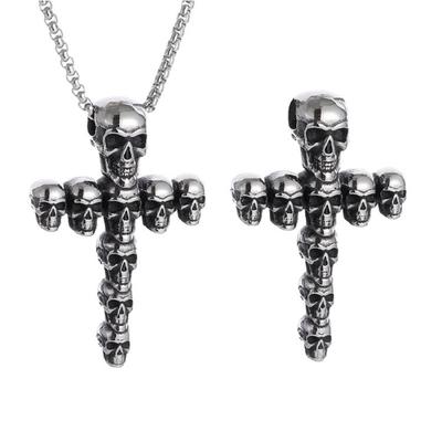 Dark Style Skull Crosses Necklace Alloy Gothic Jewelry Unique Skull Jewelry Gift Perfect For Halloween And Rock Fashion