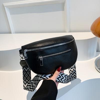 Unisex Crossbody Fanny Pack Faux Leather Waist Pouch with Multiple Zippered Pockets Waist Bag with Adjustable Strap for Travel Work Sports