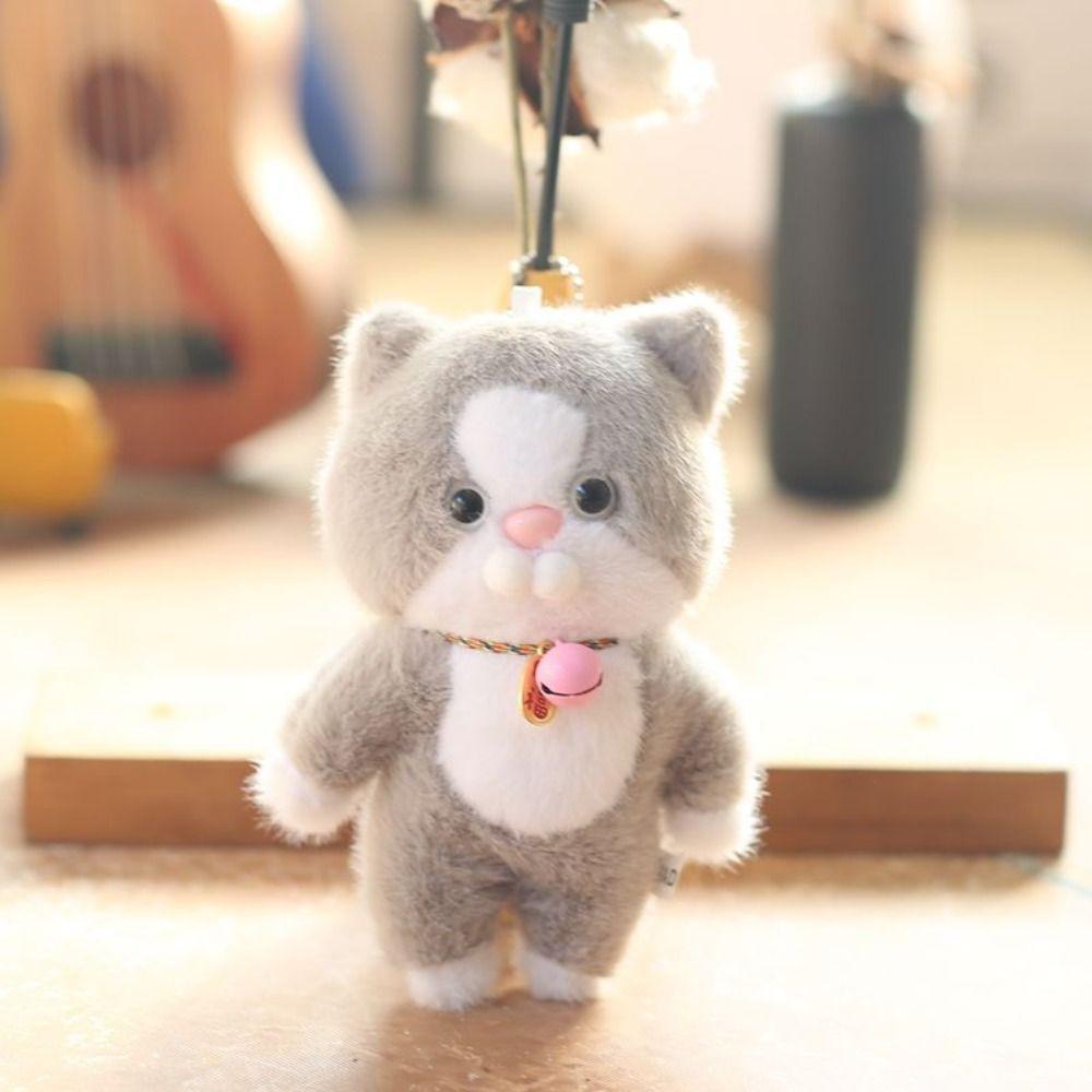 Fluffy Cat  Plush Bag Pendant Soft Stuffed Kitten Keyring Animal Little Cat Keychain  Bag Hanging