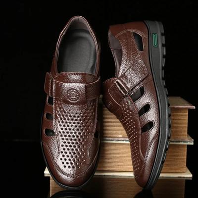 Sandale clasice din piele de vacă de înaltă calitate, vară, în aer liber, sandale pentru bărbați, făcute manual, modă, confortabile, pentru plajă, pantofi din piele