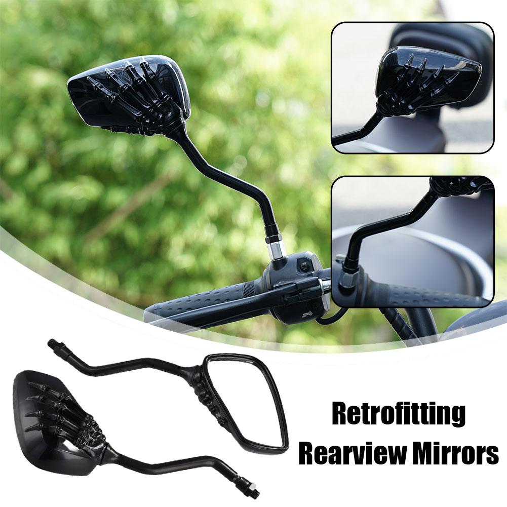 Motorcycle Skeleton Skull Hand Claw Shadow Rearview Side Mirror Fitting For 8mm 10mm Retrofitting Rearview Mirrors X5D2