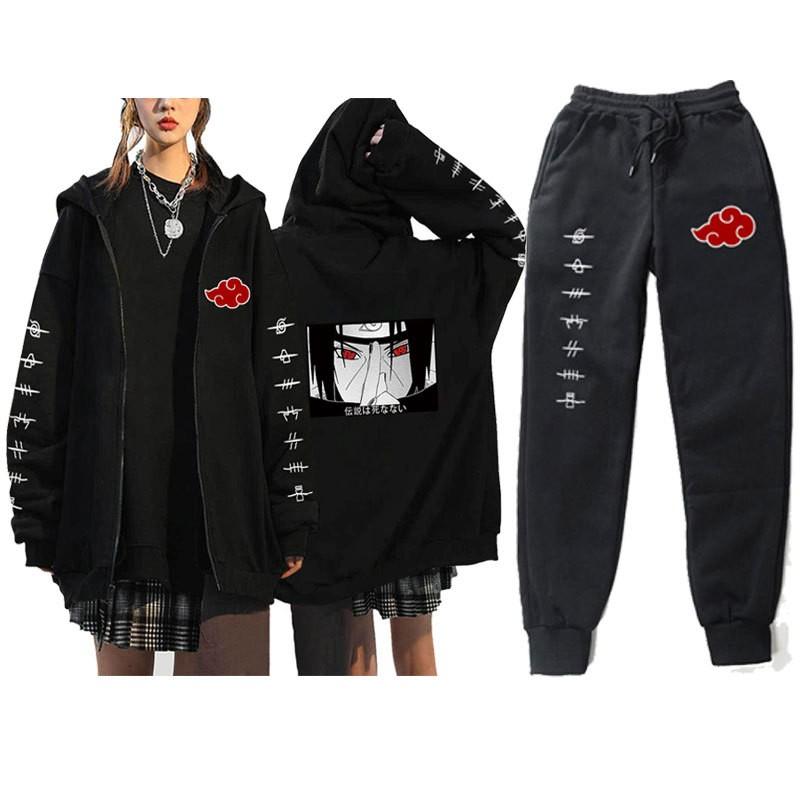 Mens Naruto Hooded Zip-Up Fleece-Lined Casual