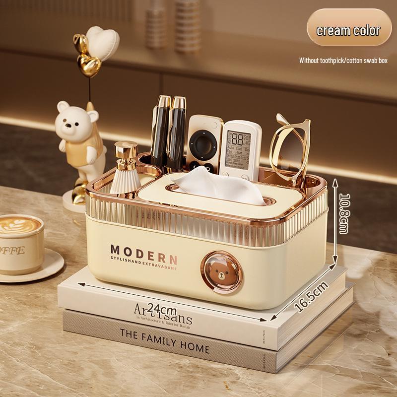 Elegant Multifunctional Tissue Box with Remote Storage for Living Room or Bedroom
