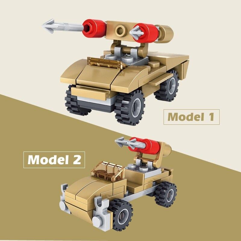 Seturi de tancuri militare KAZI Blocuri de construcție 16 în 1 Model Bloc de construcție Jucărie Copii Jucării cadou pentru băiat Cărămizi de construcție modulare din plastic