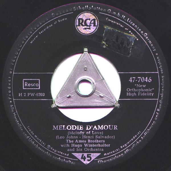 

Пластинка 7 дюймов AMES BROTHERS HUGO WINTERHALTER ИЛИ Melodie DAmour 477046 RCA 1957 Германия Джаз Б/у
