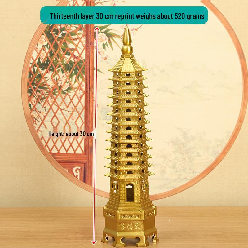 Miedziana ozdoba Pagody Wenchang: Duży, 7-13 warstwowy chiński buddyjski wystrój do domu i świątyni