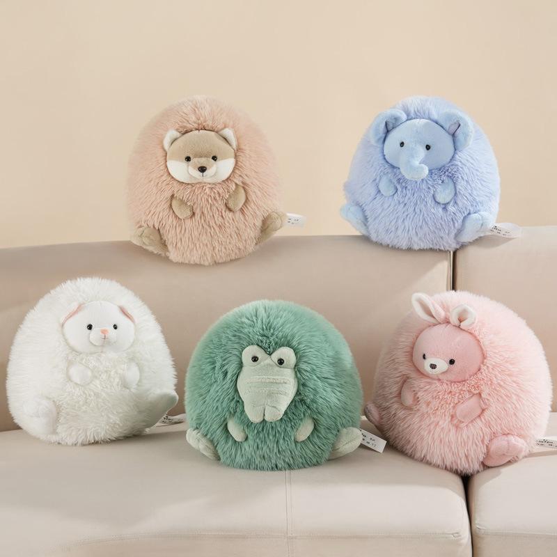 Cute Round Ball Animal Cat Elephant Doll Plush Toy Fat Bunny Doll Children Soothing Rag Doll