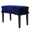 Pluszowa Tkanina Pokrowiec Przeciwkurzowy na Podwójny Stołek Pianinowy z Falbanką z Koronki (niebieski)