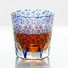 Handcrafted Edo Kiriko 240ml  320 ml Amber Colored Rocks Whiskey Tumbler Cocktail Glass for Home Bar Decor