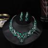 Necklace Earring Set Green Shiny Exquisite Women Decorative Jewelry for Wedding Anniversary