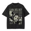 T-shirt Grafica Lana Del Rey Occhi Vintage Lavata Unisex Donna Moda T-shirt a Manica Corta Oversize T-shirt Casual in Cotone
