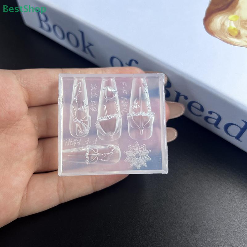 3D Relief Lace Umbrella Silicone Nail Art Mold DIY Nail Decor Transparent Manicure Template