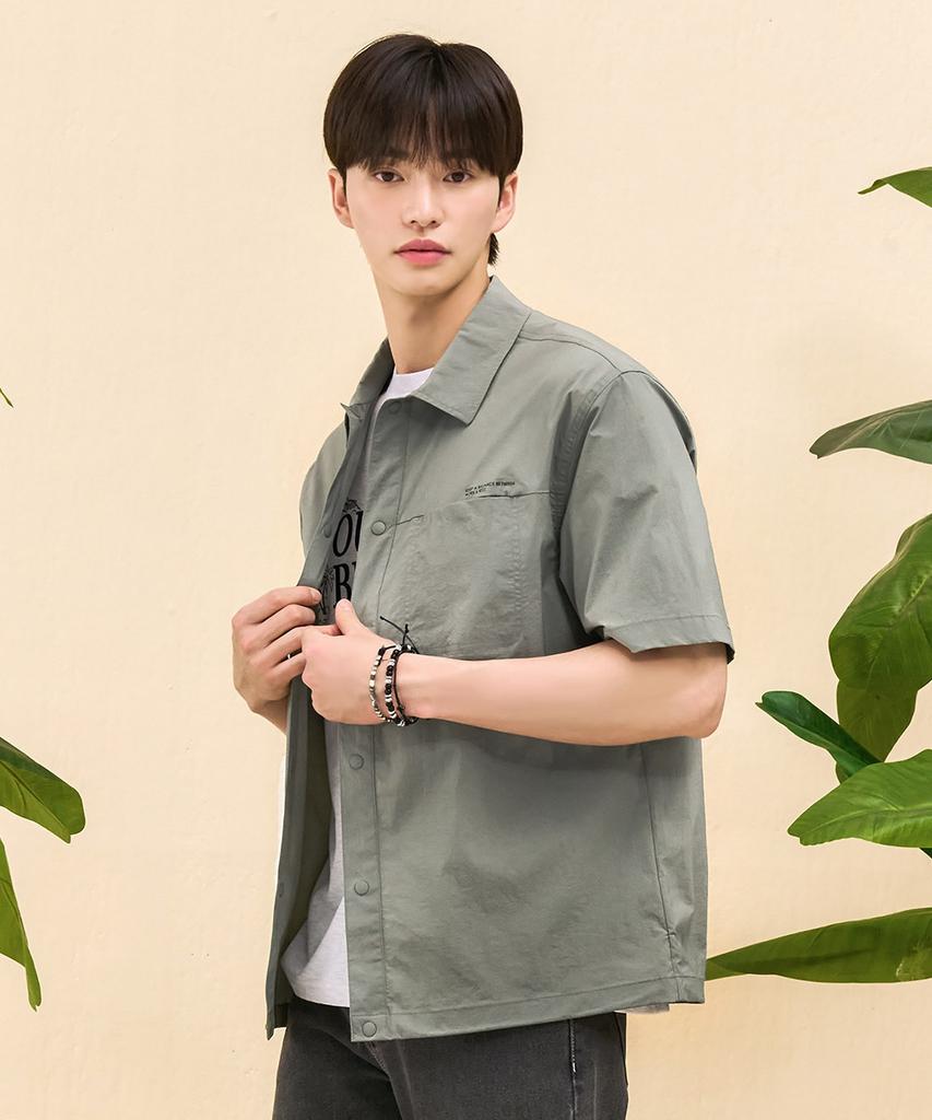CHASECULT Men'S Stretch Short Sleeve Shirt - Khaki