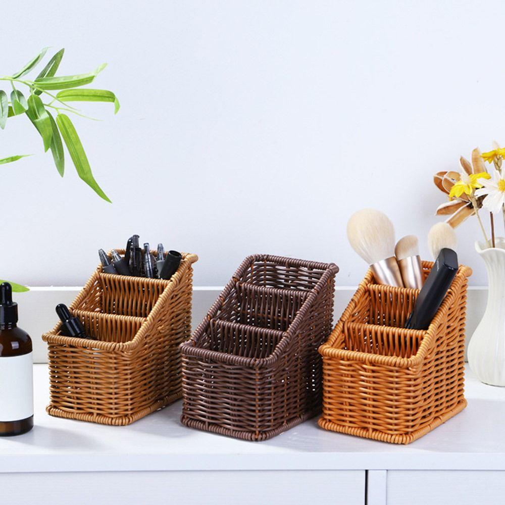 Multicolor Compartmentalized Storage Basket Multi-porpose Weaving Box Organizier Basket in-vehicle