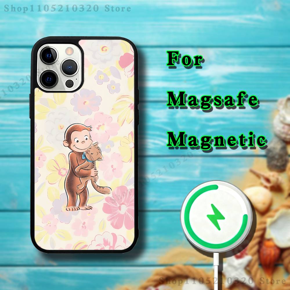 

Curious G-George Monkey Phone Case For iPhone 17,16,15,14,13,12,11,Pro,Max,Plus,Mini,SE4,E Magnetic Magsafe Wireless Charging iPhone16plus