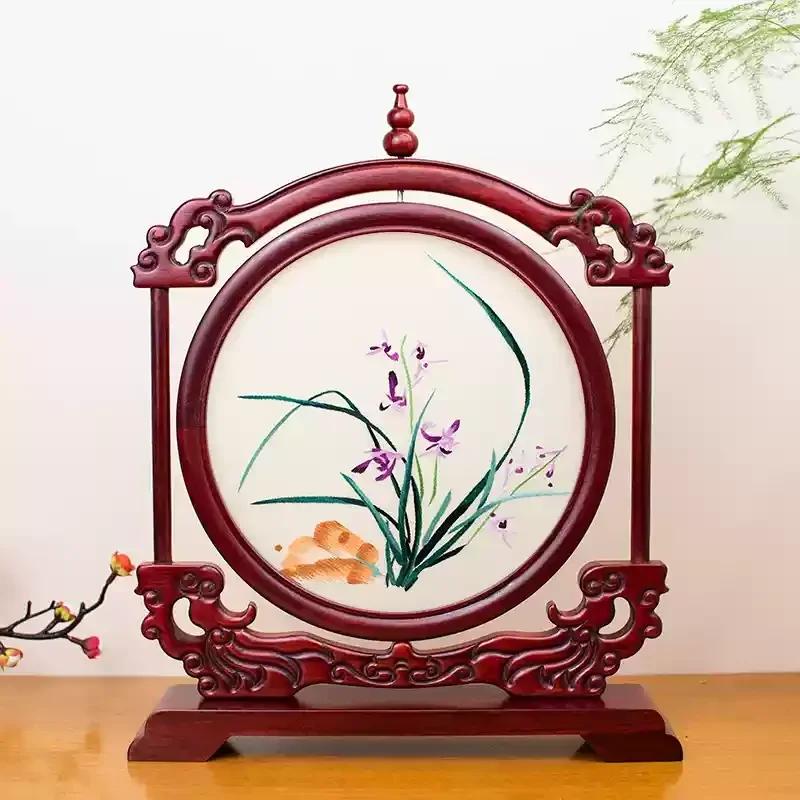 Suzhou Embroidery Living Room Decoration Advanced Sense Of Handicraft Office Decorative Screen Light Luxury Chinese Home Gift