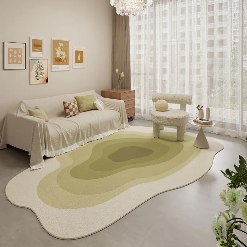 Cream Style Rugs for Bedroom Home Fluffy Soft Floor Mat Minimalist Lines Living Room Decoration Carpet Thicken Plush Bedside Rug