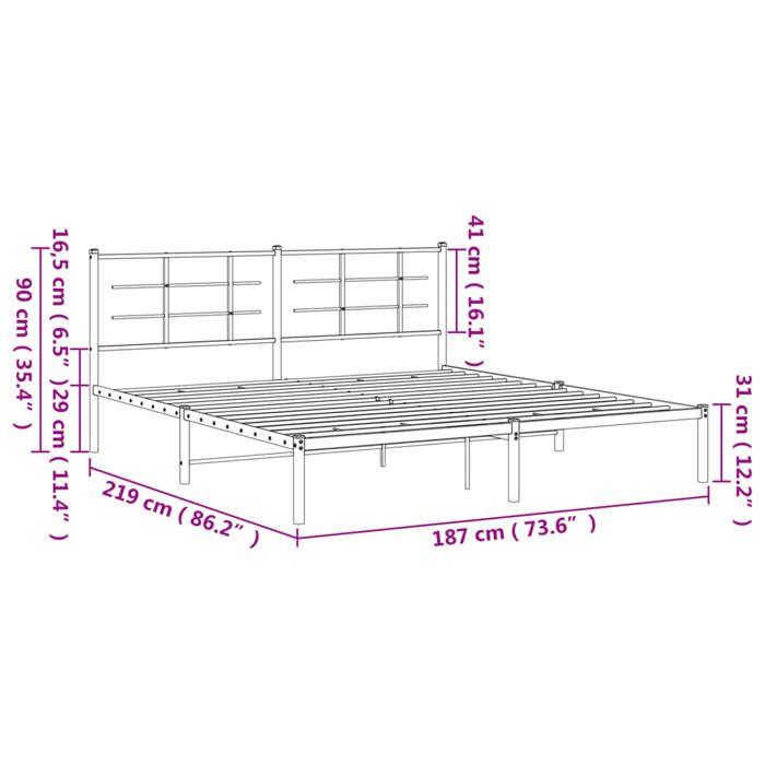 VidaXL Metal Bed Frames with Headboard, Double Bed with Slat Base, Adult Bed with Footboard, Bedroom Furniture, 355615