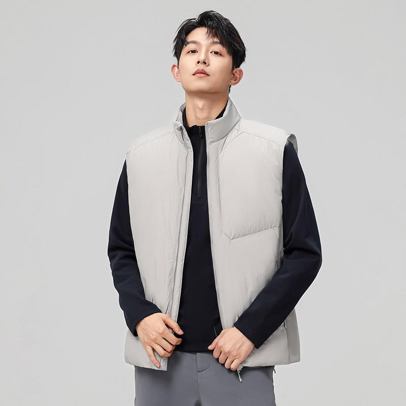 Mens Lightweight Down Jacket Winter Warm Windproof Solid Color Stand Collar Casual Coat