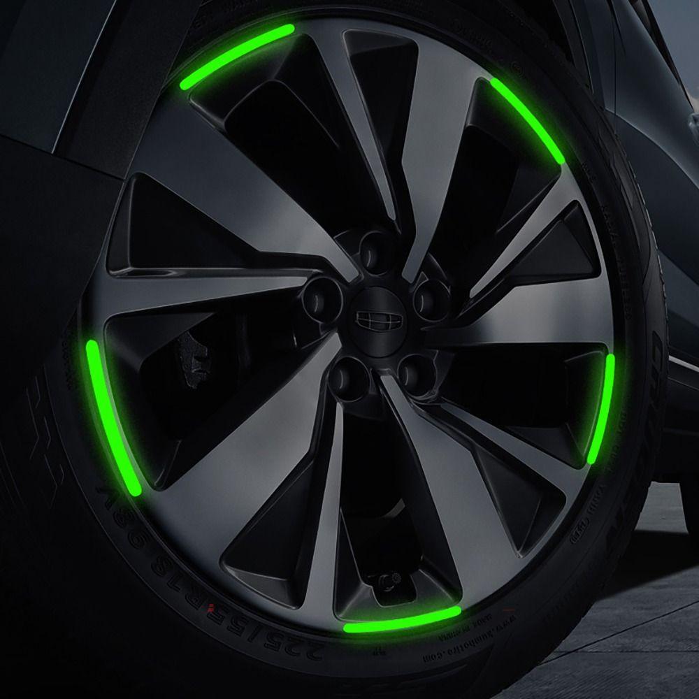 20PC  Wheel Hub Reflective Sticker Universal Fluorescence Luminous Stripe Tape Car Motorcycle Decals Night Driving Safety