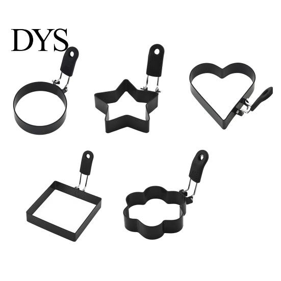 Egg Ring Mold Nonstick Fried Mold, with Heat Resistant Handle, Circle/Star/Heart/Flower/Square Shaped Cooking Rings, Stainless Steel Frying