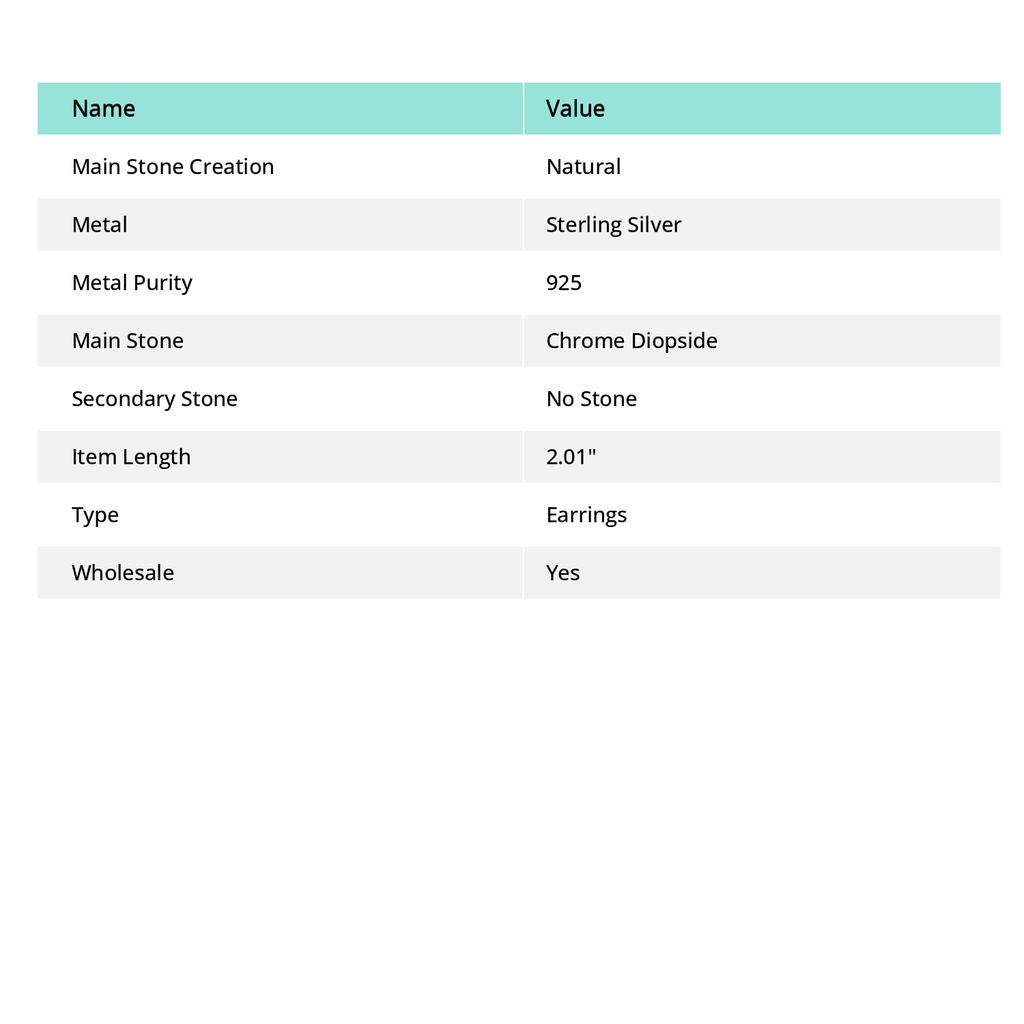 Chrome Diopside Gemstone 925 Sterling Silver Gift Jewelry Earring 2.01"