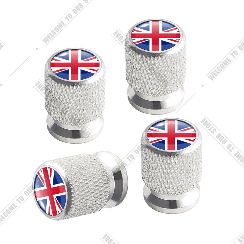 Auto CNC Aluminium UK Flagge Emblem Für Mini Cooper Jaguar Land Rover Ford Opel Honda Nissan 4 Stück Reifenventil Luftanschluss Ventilnadelkappe