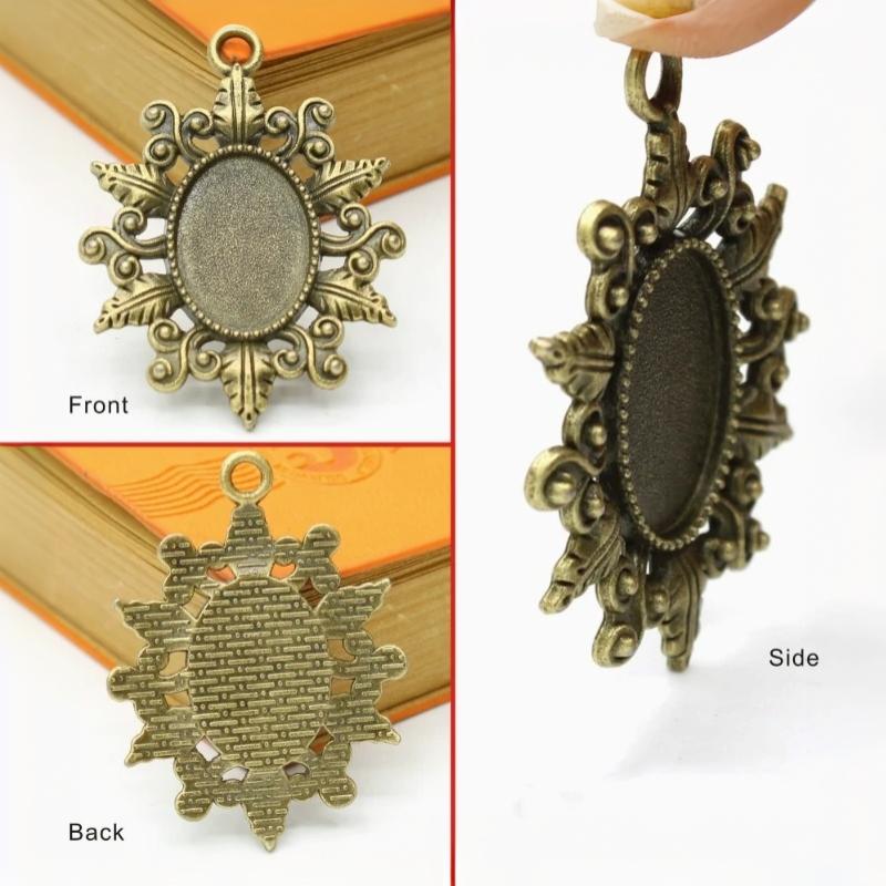 10Pcs 2 Colors Oval Flower Style Cameo Cabochon Base Setting Jewelry Findings Inner Size 13X18Mm
