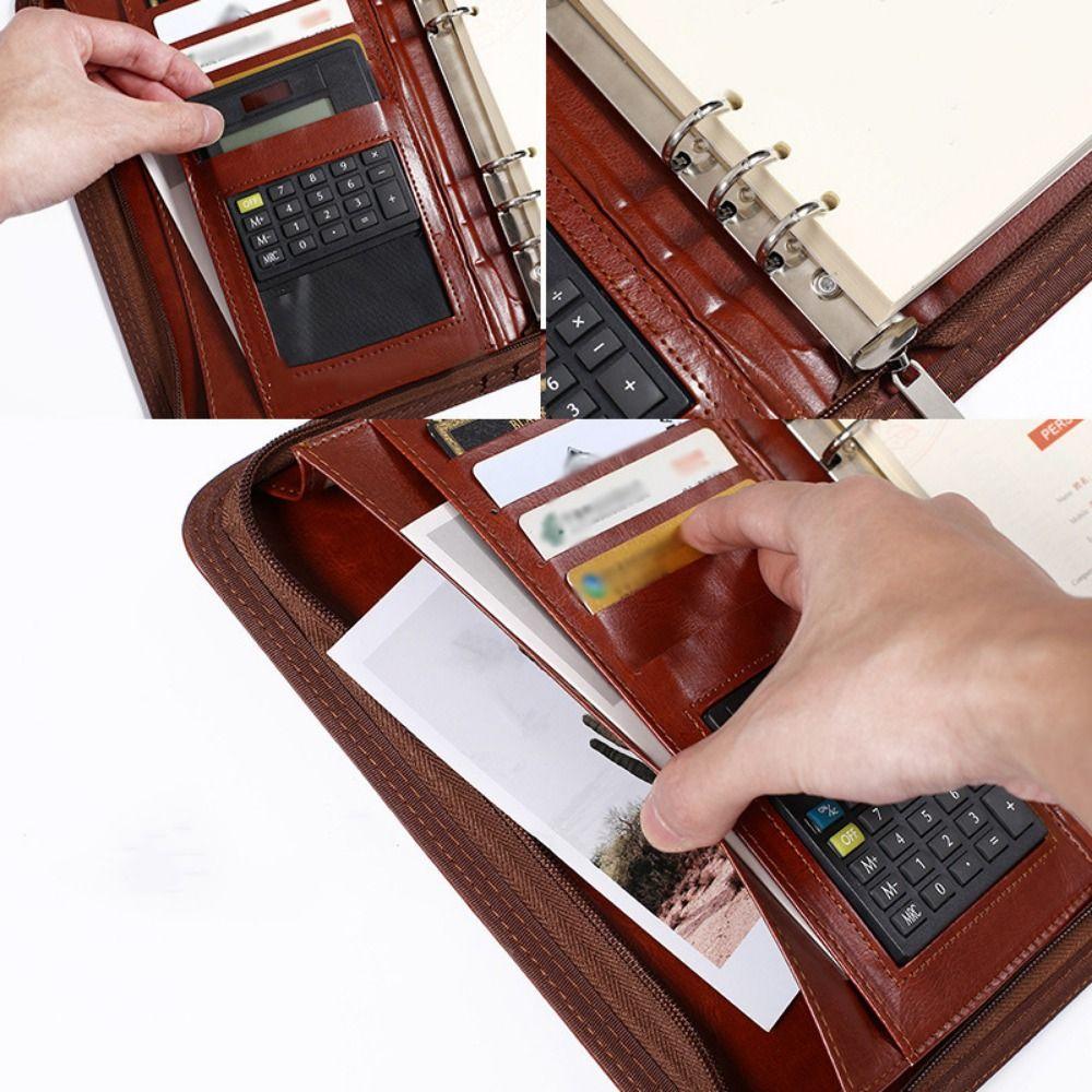 Portable Portfolio Binder 6-Ring Business Notebook Memo Book File Folder  Document Storage