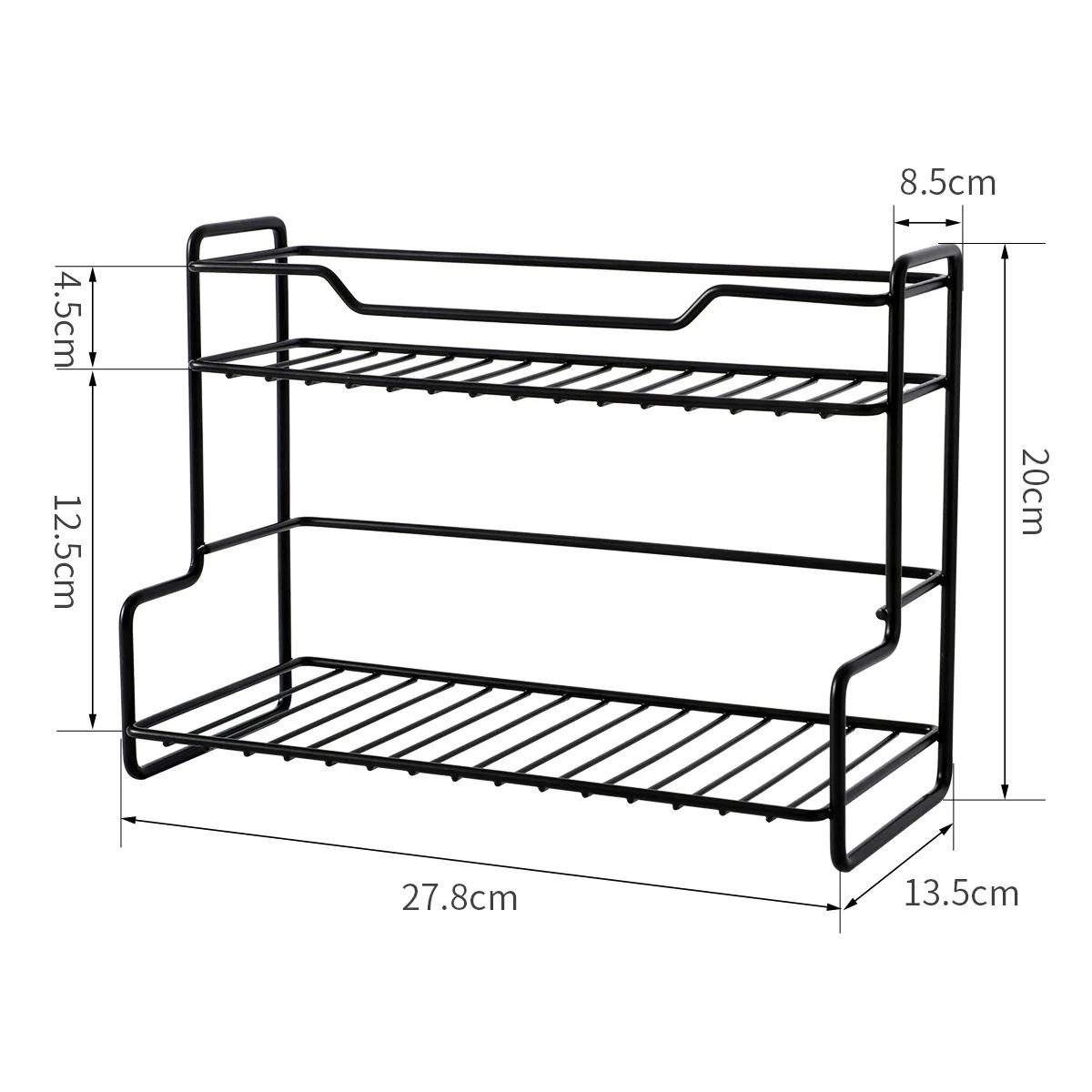 

Kitchen Countertop Storage Rack Spice Shelf Versatile Stainless Steel Storage Basket for Bathroom Toiletries Cup Organizer Racks 2-tier