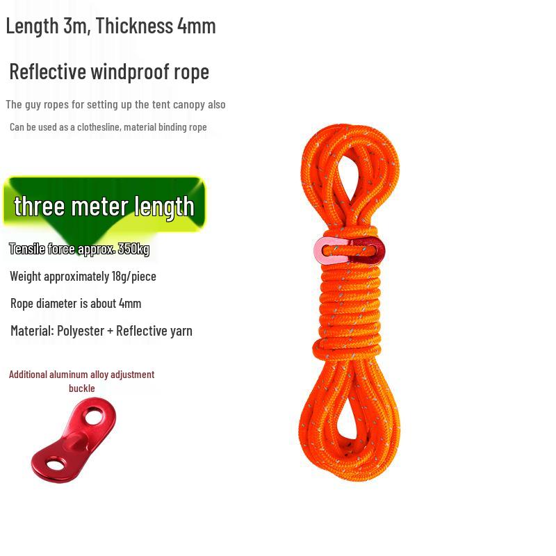 Reflective Wind Rope for Camping Tents - 4mm & 6mm Guy Rope